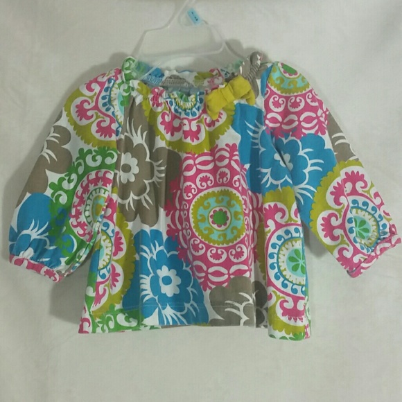 Carter's Floral Print Bow Long Sleeve Top - Picture 1 of 8